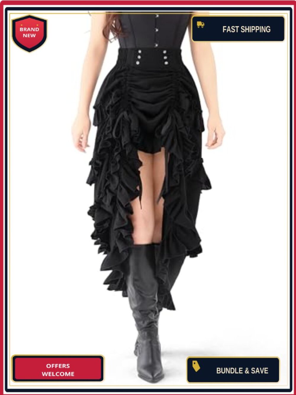 Steampunk Mullet Skirt Halloween Costume Renaissance Pirate Cosplay Adult